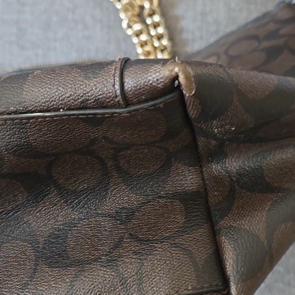 Coach Ava Chain Tote Signature Canvas in Brown/Black Authentic - Picture 4 of 7